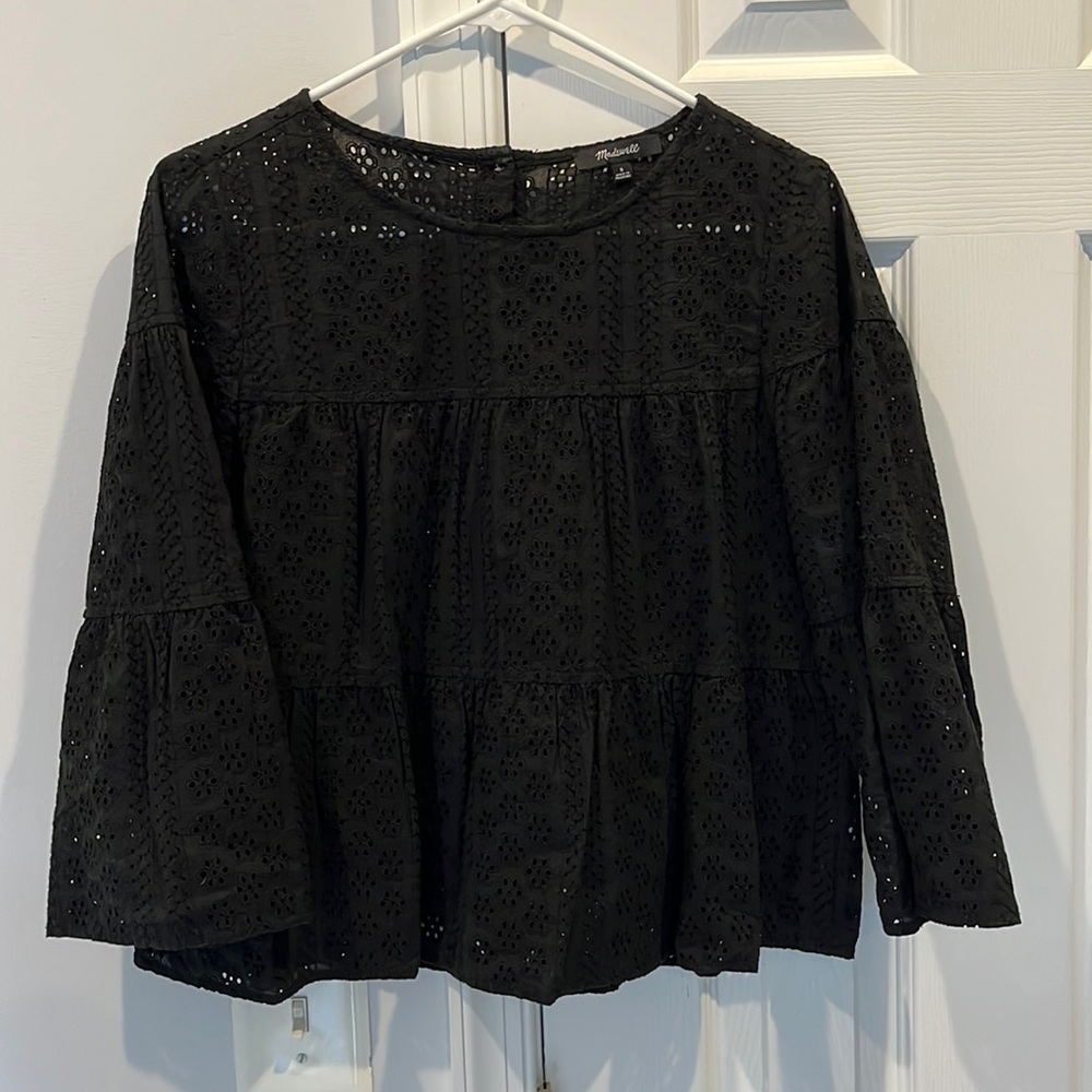 Madewell size small black eyelet blouse